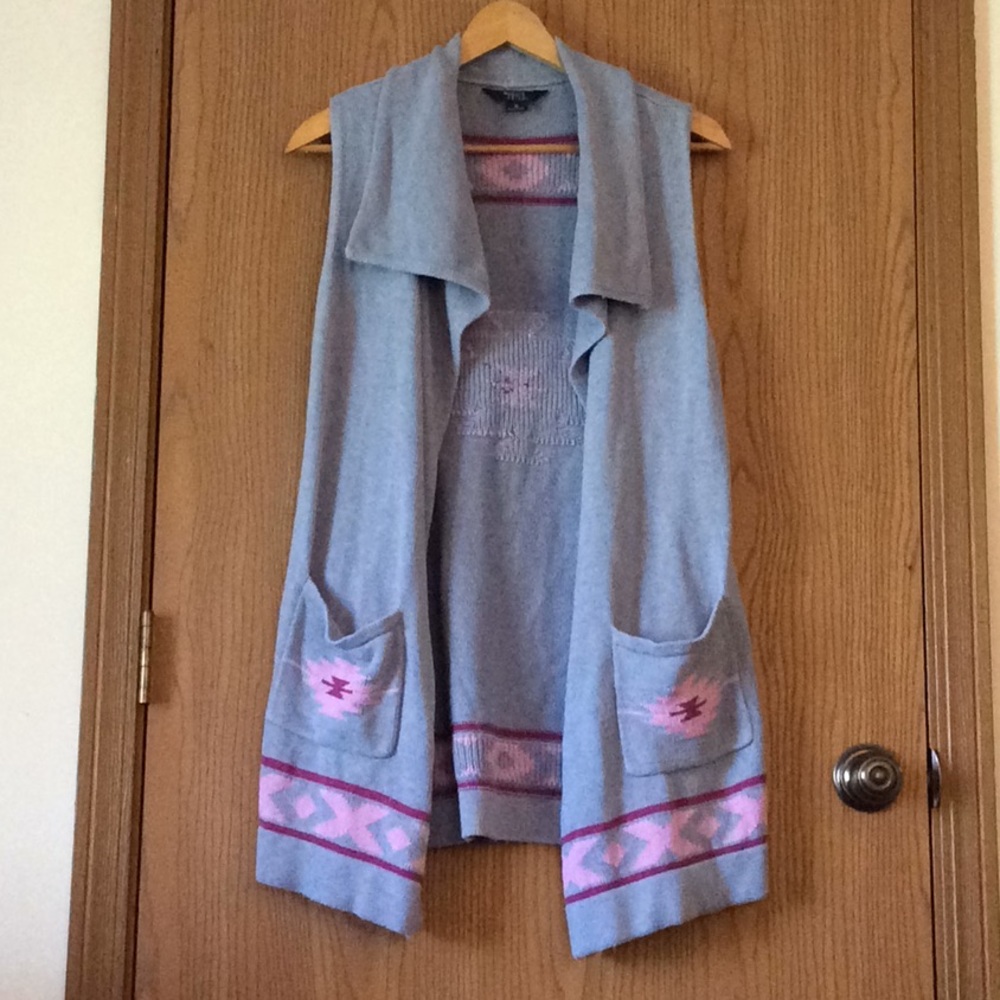 Hayes Grey Pink Cardigan Sleeveless M